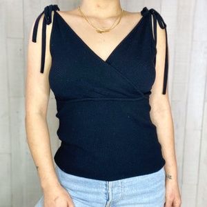 Bloom Black Ribbed Knit Tank Top